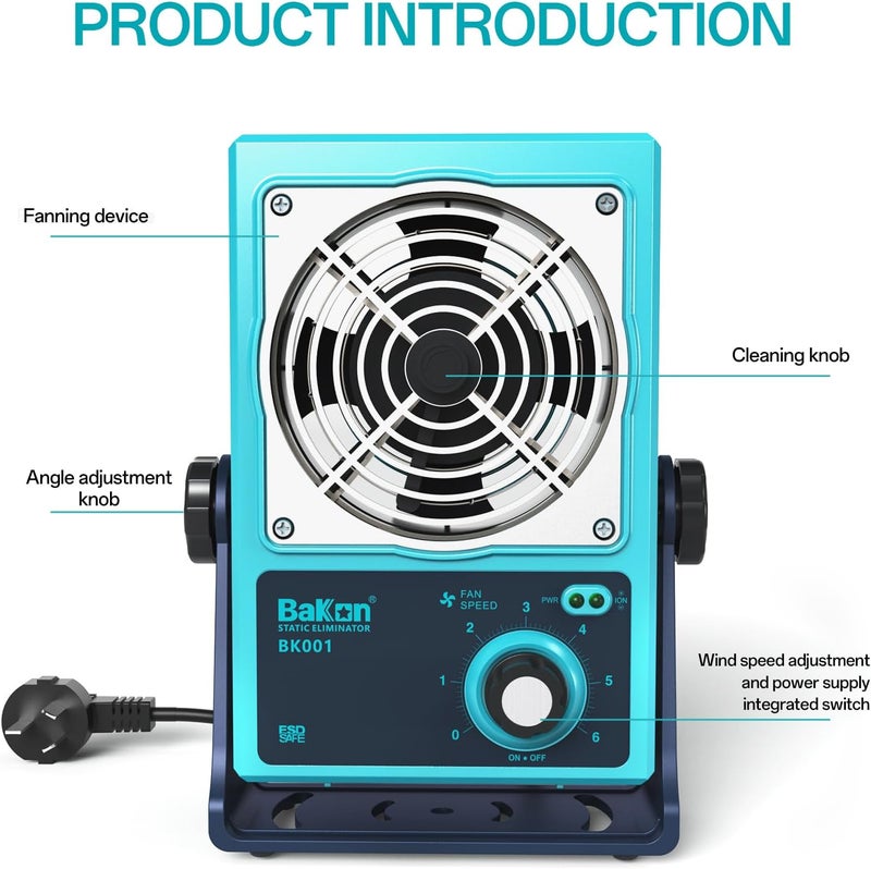 BAKON BK001 Ion Blower, Eliminate Static Electricity, Positive and Negative Charge Generator, Neutralization of Ions, Electronic Production and Maintenance of Anti-Static - Image 2